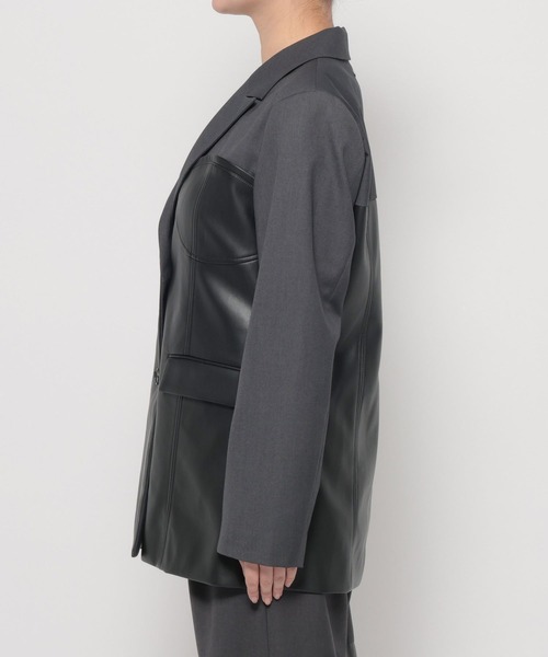 HARE（ハレ）の「【NANA×HARE】コルセットデザインフェイクレザージャケット（テーラードジャケット・レディース・グレー/ブラック・SMALL/MEDIUM）」の8枚目の写真