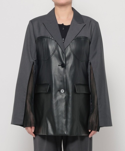 HARE（ハレ）の「【NANA×HARE】コルセットデザインフェイクレザージャケット（テーラードジャケット・レディース・グレー/ブラック・SMALL/MEDIUM）」の15枚目の写真