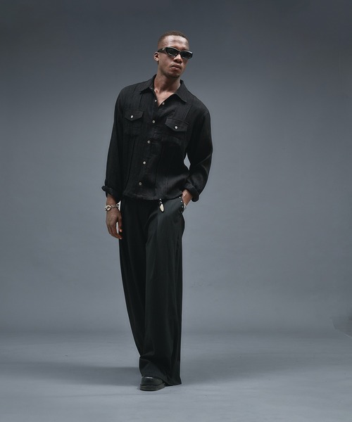 ANDER HUNK（アンダーハンク）の「Studs Design Cross Tuck Slacks / スタッズデザインクロスタックスラックス（スラックス・メンズ・ブラック/ブラック×グレー・LARGE/MEDIUM/SMALL）」の20枚目の写真