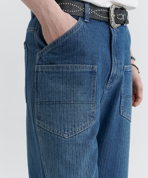 MAGOODGAN(メックウッドガン)の「パブン7564 ヘリンボーンワイドフィットミディアムインディゴデニムパンツ(デニムパンツ・レディース・その他・26/28/34/32/30)」の5枚目の写真