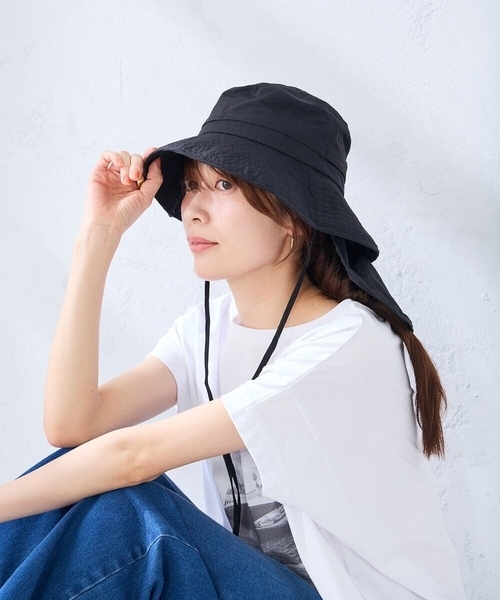 a.v.v(アーヴェヴェ)の「日よけ付きUVハット(ハット・レディース・ブラック/ブラウン・38)」の11枚目の写真