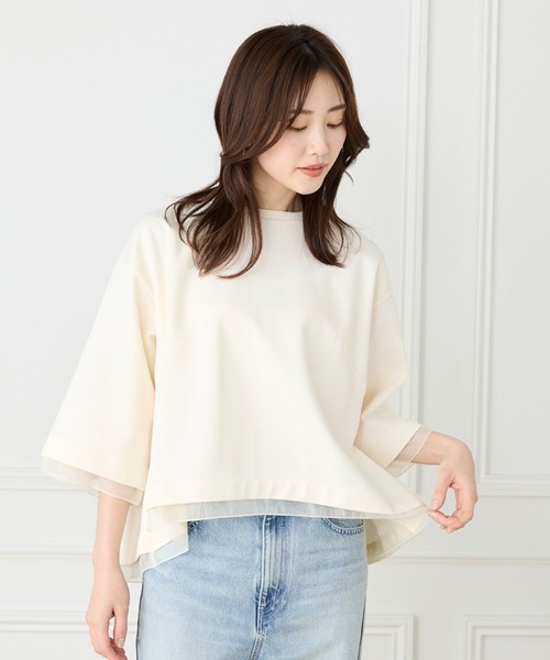I.T.'S international(イッツインターナショナル)の「ブークレダンボール シアードッキングプルオーバー(Tシャツ/カットソー・レディース・ライトグリーン/ブラック/アイボリー・フリー)」の2枚目の写真