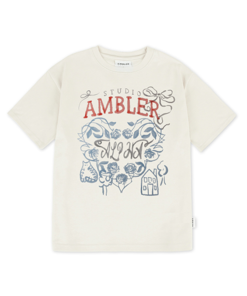ambler(エムブラー)の「Roses グラフィック 半袖Tシャツ AS1307 (アイボリー)(Tシャツ/カットソー・レディース・その他・MEDIUM/LARGE/SMALL)」の1枚目の写真