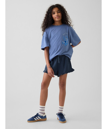 GAP | コットンガーゼ デニム イージーウエスト ラッフルフリル ショートパンツ (キッズ)(その他パンツ)