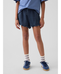 GAP | コットンガーゼ デニム イージーウエスト ラッフルフリル ショートパンツ (キッズ)(その他パンツ)