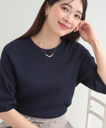 SHOO・LA・RUE（シューラルー）の「【毎日洗える/S-LL/ひんやり/UV】上半身すっきり 二の腕見せない5分袖ニット（ニット/セーター）」