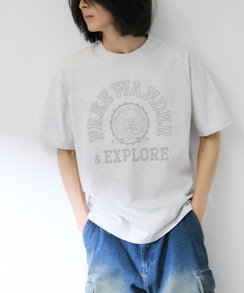 NAVY(ネイビー)の「【NAVY/ネイビー】 BCIコットン カレッジプリント 半袖Tシャツ(Tシャツ/カットソー・メンズ・ホワイト/パープル/ホワイト系1/ブルー・S/M/L/XL)」の5枚目の写真
