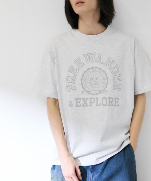 NAVY(ネイビー)の「【NAVY/ネイビー】 BCIコットン カレッジプリント 半袖Tシャツ(Tシャツ/カットソー・メンズ・ホワイト/パープル/ホワイト系1/ブルー・S/M/L/XL)」の6枚目の写真