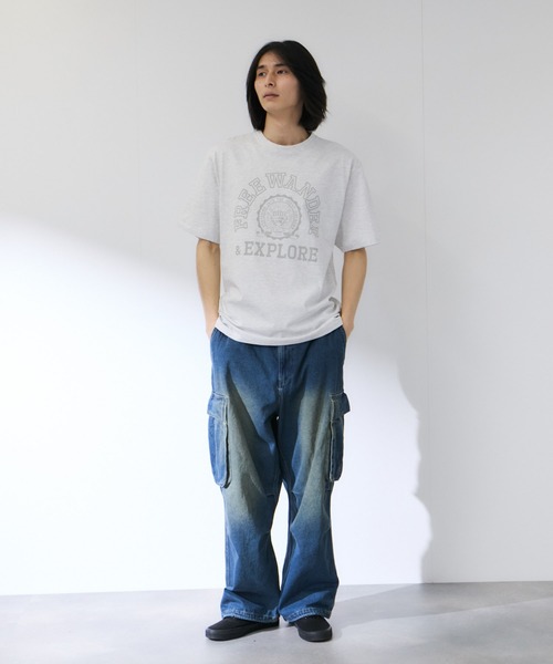 NAVY(ネイビー)の「【NAVY/ネイビー】 BCIコットン カレッジプリント 半袖Tシャツ(Tシャツ/カットソー・メンズ・ホワイト/パープル/ホワイト系1/ブルー・S/M/L/XL)」の7枚目の写真