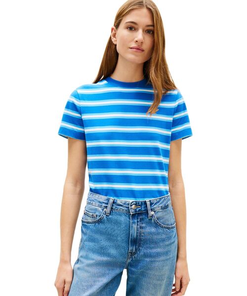 TOMMY HILFIGER（トミーヒルフィガー）の「TH SCRIPT REG C-NK SS TEE（Tシャツ/カットソー・レディース・マルチ/ブルー系その他/ホワイト/グリーン・LARGE/X-SMALL/SMALL/MEDIUM）」の3枚目の写真