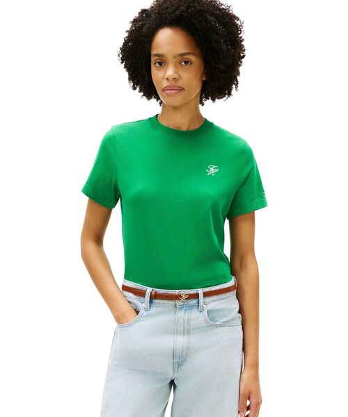 TOMMY HILFIGER（トミーヒルフィガー）の「TH SCRIPT REG C-NK SS TEE（Tシャツ/カットソー・レディース・マルチ/ブルー系その他/ホワイト/グリーン・LARGE/X-SMALL/SMALL/MEDIUM）」の2枚目の写真