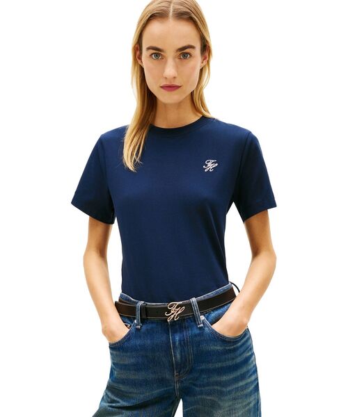 TOMMY HILFIGER（トミーヒルフィガー）の「TH SCRIPT REG C-NK SS TEE（Tシャツ/カットソー・レディース・マルチ/ブルー系その他/ホワイト/グリーン・LARGE/X-SMALL/SMALL/MEDIUM）」の4枚目の写真