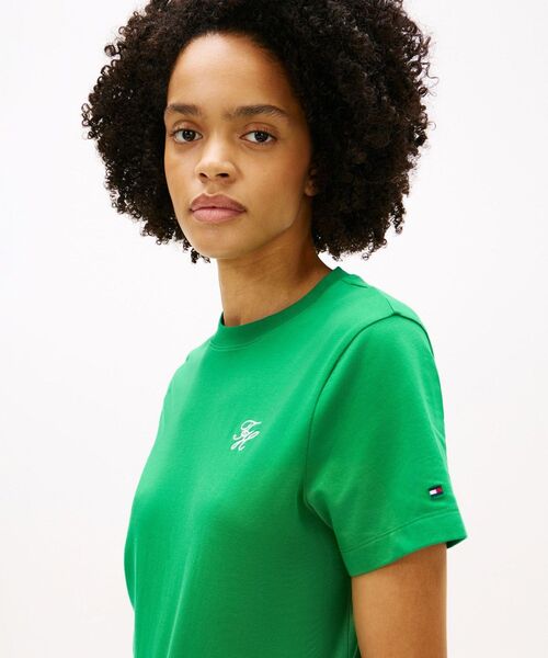 TOMMY HILFIGER（トミーヒルフィガー）の「TH SCRIPT REG C-NK SS TEE（Tシャツ/カットソー・レディース・マルチ/ブルー系その他/ホワイト/グリーン・LARGE/X-SMALL/SMALL/MEDIUM）」の7枚目の写真