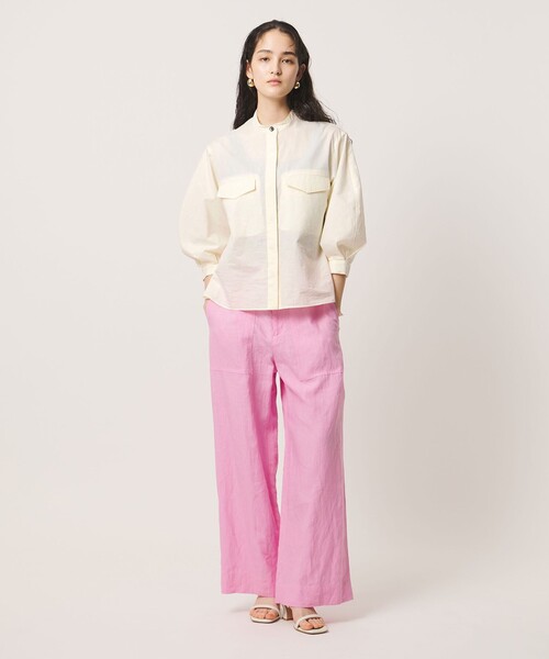UNITED ARROWS(ユナイテッドアローズ)の「NALYA バンドカラー シャツ(シャツ/ブラウス・レディース・その他1/オフホワイト/ダークブラウン・FREE)」の6枚目の写真