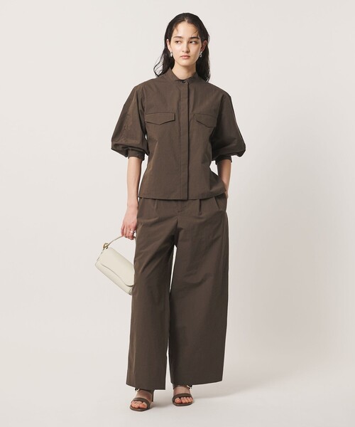 UNITED ARROWS(ユナイテッドアローズ)の「NALYA バンドカラー シャツ(シャツ/ブラウス・レディース・その他1/オフホワイト/ダークブラウン・FREE)」の10枚目の写真