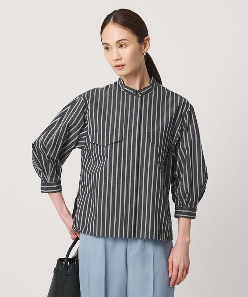 UNITED ARROWS(ユナイテッドアローズ)の「NALYA バンドカラー シャツ(シャツ/ブラウス・レディース・その他1/オフホワイト/ダークブラウン・FREE)」の11枚目の写真