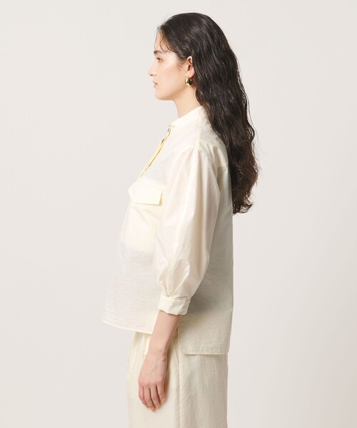 UNITED ARROWS(ユナイテッドアローズ)の「NALYA バンドカラー シャツ(シャツ/ブラウス・レディース・その他1/オフホワイト/ダークブラウン・FREE)」の16枚目の写真