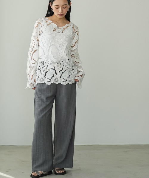 mili an deni（ミリアンデニ）の「ストライプイージーパンツ（その他パンツ・レディース・ベージュ/グレー・M）」の18枚目の写真