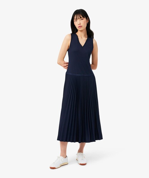 スリーブレスプリーツロングドレス（ワンピース）｜LACOSTE（ラコステ