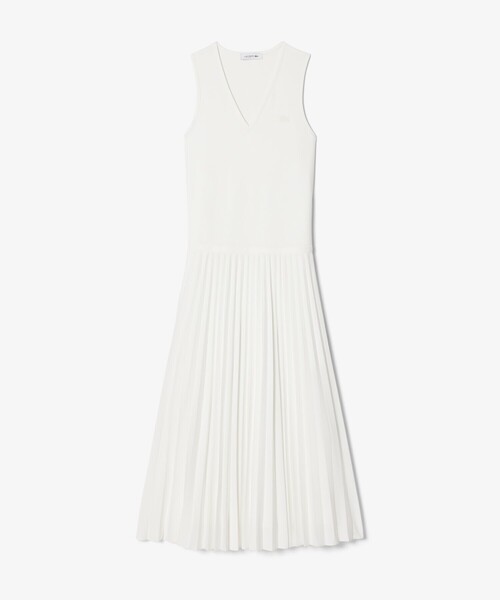LACOSTE(ラコステ)の「スリーブレスプリーツロングドレス(ワンピース・レディース・オフホワイト/ネイビー・38/40/36)」の5枚目の写真