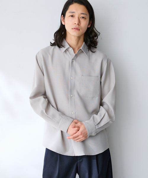 B.C STOCK(ベーセーストック)の「ドライメランジェオックス レギュラーシャツ(シャツ/ブラウス・メンズ・グレー/アイボリー/ネイビー・LARGE/MEDIUM/SMALL)」の3枚目の写真