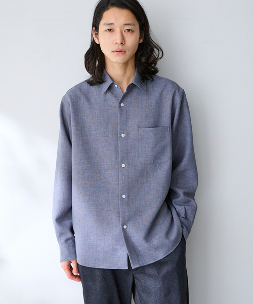 B.C STOCK(ベーセーストック)の「ドライメランジェオックス レギュラーシャツ(シャツ/ブラウス・メンズ・グレー/アイボリー/ネイビー・LARGE/MEDIUM/SMALL)」の5枚目の写真