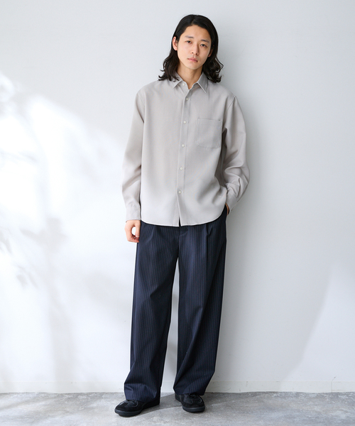 B.C STOCK(ベーセーストック)の「ドライメランジェオックス レギュラーシャツ(シャツ/ブラウス・メンズ・グレー/アイボリー/ネイビー・LARGE/MEDIUM/SMALL)」の8枚目の写真