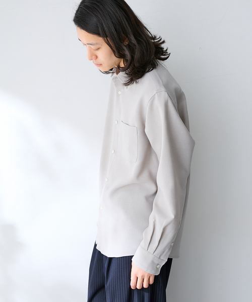 B.C STOCK(ベーセーストック)の「ドライメランジェオックス レギュラーシャツ(シャツ/ブラウス・メンズ・グレー/アイボリー/ネイビー・LARGE/MEDIUM/SMALL)」の10枚目の写真