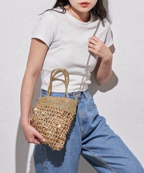 CIAOPANIC TYPY(チャオパニックティピー)の「:【2WAYで使用可能!】チェーン付き手編みスパンコールBAG(ショルダーバッグ・レディース・シルバー/ゴールド/ダークグレー・ONE SIZE)」の15枚目の写真