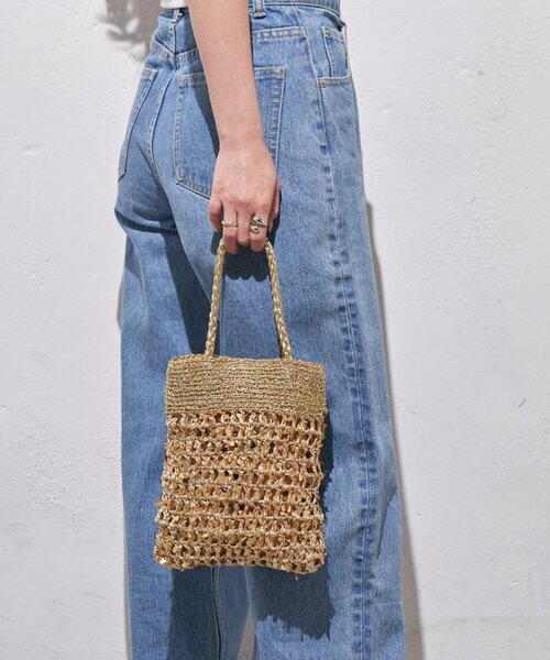 2WAYで使用可能！】チェーン付き手編みスパンコールBAG（ショルダー