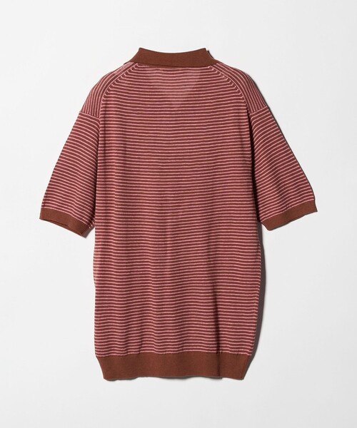 UNITED ARROWS(ユナイテッドアローズ)の「リネン/コットン ボーダー スキッパー ポロシャツ(ポロシャツ・メンズ・ネイビー/ブラウン系・M/L/S)」の4枚目の写真