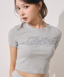 ラインストーン半袖Tee