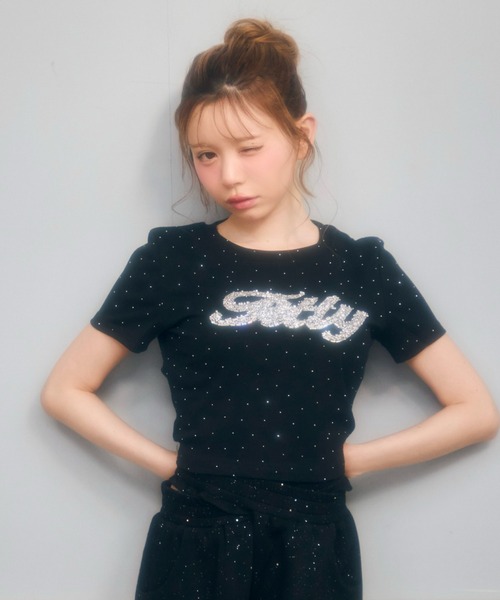 TITTY&CO.(ティティーアンドコー)の「ラインストーン半袖Tee(Tシャツ/カットソー・レディース・ライトブルー/ブラック/ブラウン/ピンク/ホワイト/グレー/ベージュ/チャコールグレー・FREE)」の10枚目の写真