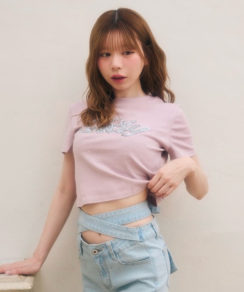 TITTY&CO.(ティティーアンドコー)の「ラインストーン半袖Tee(Tシャツ/カットソー・レディース・ライトブルー/ブラック/ブラウン/ピンク/ホワイト/グレー/ベージュ/チャコールグレー・FREE)」の19枚目の写真
