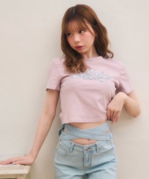 TITTY&CO.(ティティーアンドコー)の「ラインストーン半袖Tee(Tシャツ/カットソー・レディース・ライトブルー/ブラック/ブラウン/ピンク/ホワイト/グレー/ベージュ/チャコールグレー・FREE)」の20枚目の写真