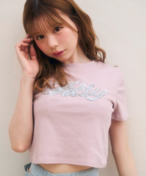 TITTY&CO.(ティティーアンドコー)の「ラインストーン半袖Tee(Tシャツ/カットソー・レディース・ライトブルー/ブラック/ブラウン/ピンク/ホワイト/グレー/ベージュ/チャコールグレー・FREE)」の18枚目の写真