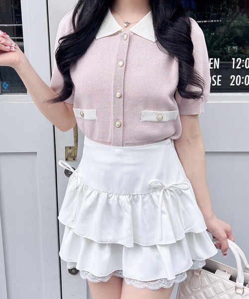 INGNI(イング)の「配色ラメ半袖ニットカーディガン(カーディガン/ボレロ・レディース・ピンク系2/ネイビー系/サックスブルー系・M)」の21枚目の写真