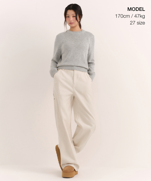 MUSINSA STANDARD WOMAN（ムシンサスタンダードウーマン）の「ウィメンズ 11W コーデュロイワイドカーペンターパンツ [クリーム]（その他パンツ・レディース・その他・24/25/26/27/28/29/30）」の2枚目の写真