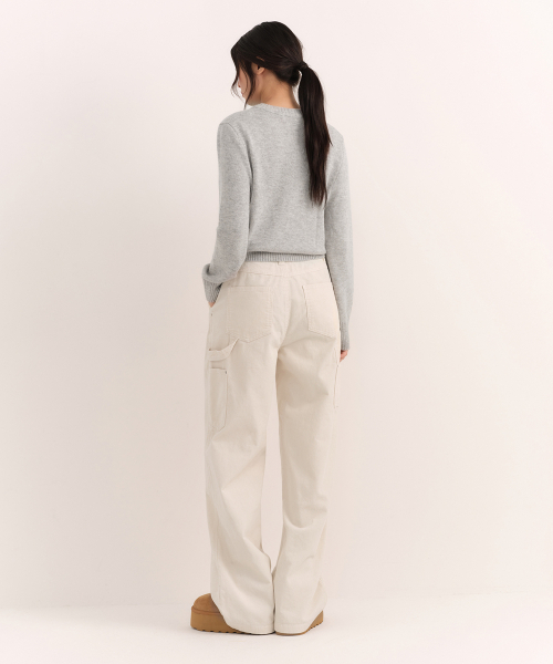 MUSINSA STANDARD WOMAN（ムシンサスタンダードウーマン）の「ウィメンズ 11W コーデュロイワイドカーペンターパンツ [クリーム]（その他パンツ・レディース・その他・24/25/26/27/28/29/30）」の3枚目の写真