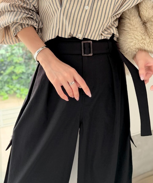 classicalelf(クラシカルエルフ)の「一着で、ラフなのにキレイを叶える◎2タックロングベルト付きカーゴパンツ(カーゴパンツ・レディース・ブラック/チャコール/ブラウン・LARGE/X-LARGE/SMALL/MEDIUM)」の5枚目の写真