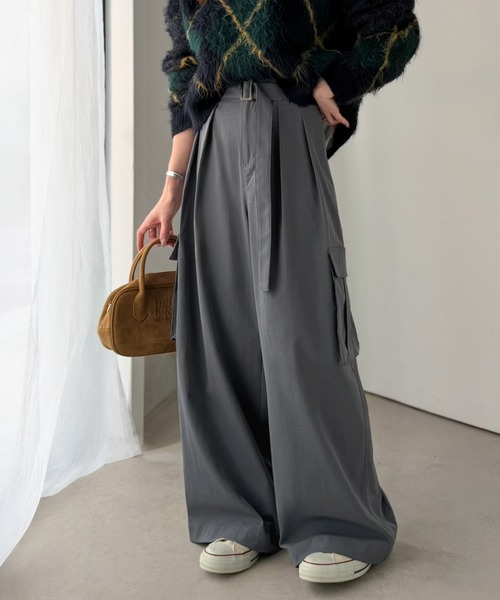 classicalelf(クラシカルエルフ)の「一着で、ラフなのにキレイを叶える◎2タックロングベルト付きカーゴパンツ(カーゴパンツ・レディース・ブラック/チャコール/ブラウン・LARGE/X-LARGE/SMALL/MEDIUM)」の9枚目の写真
