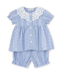 レースプリントストライプベビースーツ