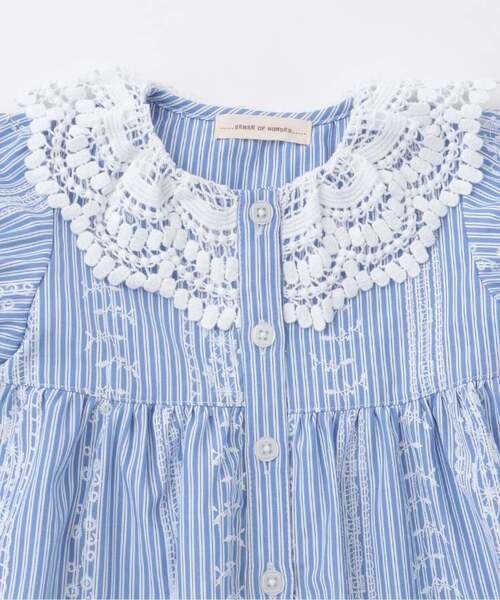 sense of wonder（センスオブワンダー）の「レースプリントストライプベビースーツ（ロンパース・キッズ・ブルー・70-80cm）」の4枚目の写真