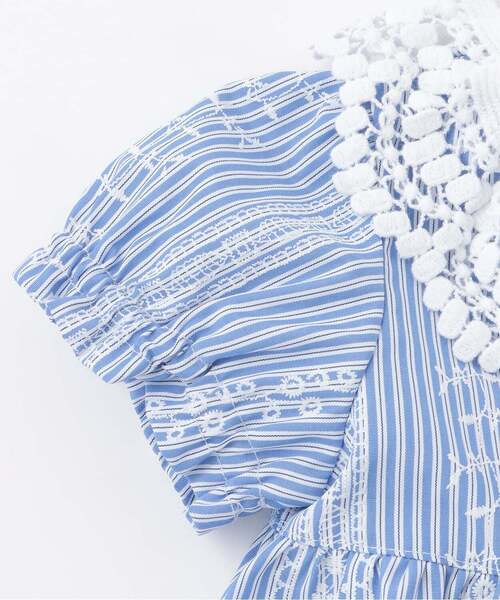sense of wonder（センスオブワンダー）の「レースプリントストライプベビースーツ（ロンパース・キッズ・ブルー・70-80cm）」の5枚目の写真