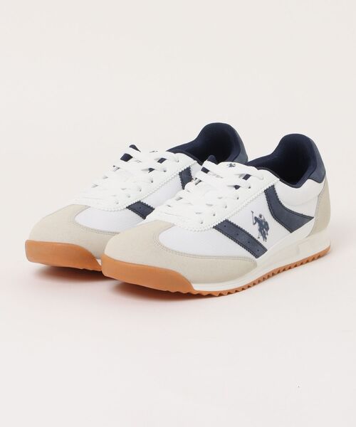 U.S. POLO ASSN.(ユーエスポロアッスン)の「【U.S. POLO ASSN./ユーエスポロアッスン】きれいめ大人カジュアル レトロスニーカー ローカット ワンポイントロゴ 韓国ファッション 春 夏(スニーカー・メンズ・ホワイト/ブラック・25.5cm/26.5cm/27cm/25cm/26cm)」の1枚目の写真