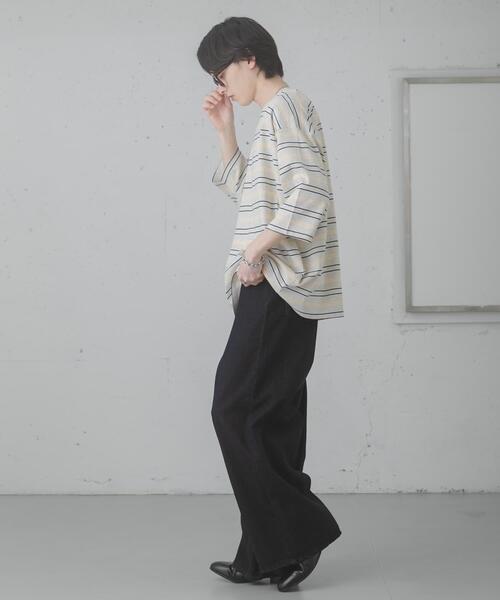 SENSE OF PLACE by URBAN RESEARCH(センスオブプレイスバイアーバンリサーチ)の「ボーダーエクストラルーズTシャツ(Tシャツ/カットソー・メンズ・ブラウン/ライトグレー/ネイビー/ミント・MEDIUM/LARGE)」の5枚目の写真
