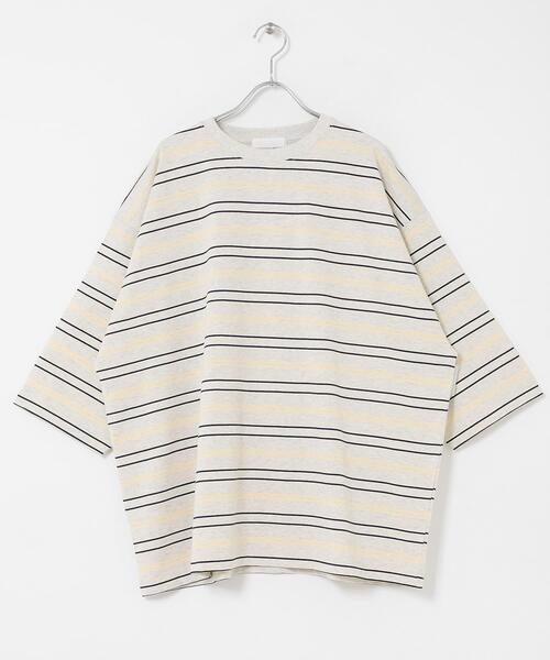 SENSE OF PLACE by URBAN RESEARCH(センスオブプレイスバイアーバンリサーチ)の「ボーダーエクストラルーズTシャツ(Tシャツ/カットソー・メンズ・ブラウン/ライトグレー/ネイビー/ミント・MEDIUM/LARGE)」の6枚目の写真
