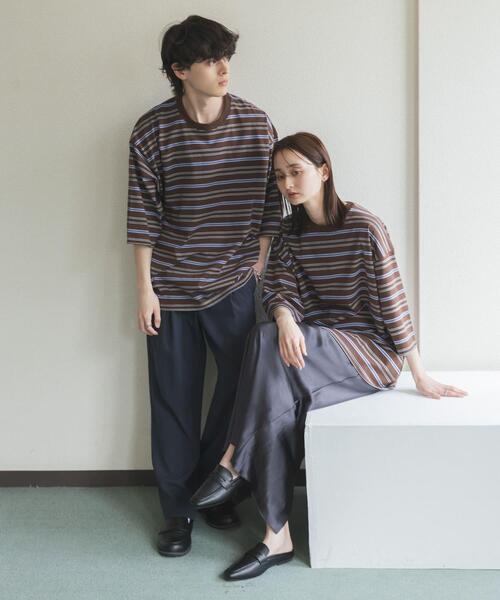SENSE OF PLACE by URBAN RESEARCH(センスオブプレイスバイアーバンリサーチ)の「ボーダーエクストラルーズTシャツ(Tシャツ/カットソー・メンズ・ブラウン/ライトグレー/ネイビー/ミント・MEDIUM/LARGE)」の12枚目の写真