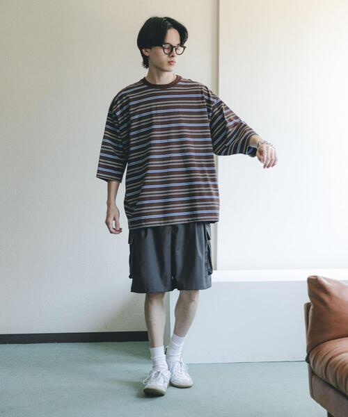 SENSE OF PLACE by URBAN RESEARCH(センスオブプレイスバイアーバンリサーチ)の「ボーダーエクストラルーズTシャツ(Tシャツ/カットソー・メンズ・ブラウン/ライトグレー/ネイビー/ミント・MEDIUM/LARGE)」の19枚目の写真
