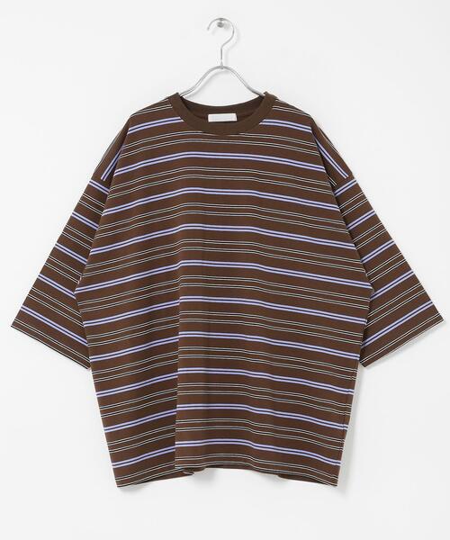SENSE OF PLACE by URBAN RESEARCH(センスオブプレイスバイアーバンリサーチ)の「ボーダーエクストラルーズTシャツ(Tシャツ/カットソー・メンズ・ブラウン/ライトグレー/ネイビー/ミント・MEDIUM/LARGE)」の21枚目の写真